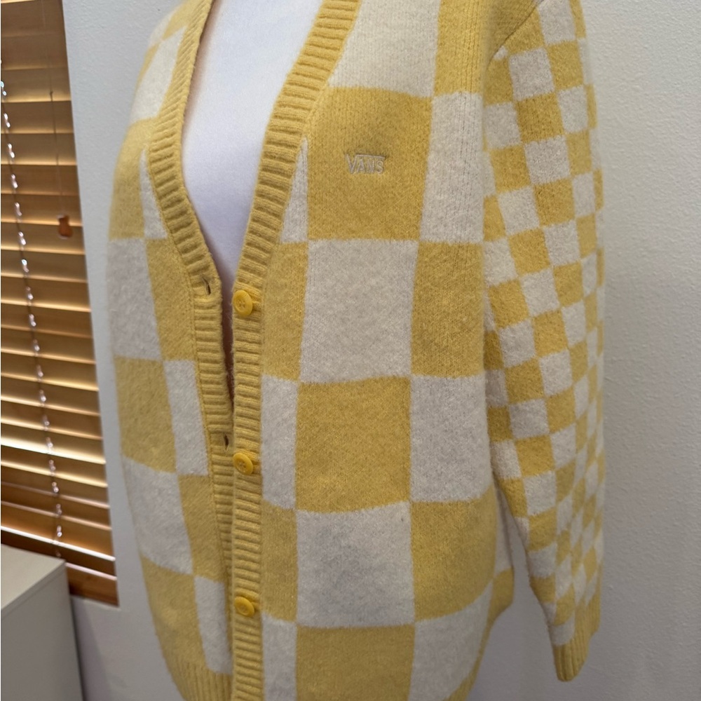Vans Yellow and White Checkered Women's Sweater